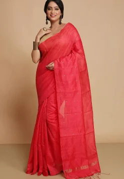 Handloom Cotton Silk Saree in Fuchsia