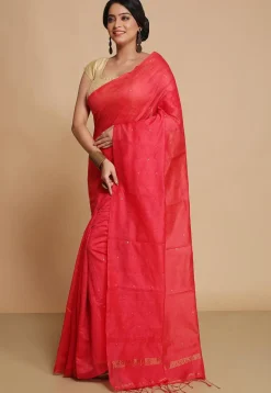 Handloom Cotton Silk Saree in Fuchsia