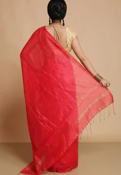 Handloom Cotton Silk Saree in Fuchsia