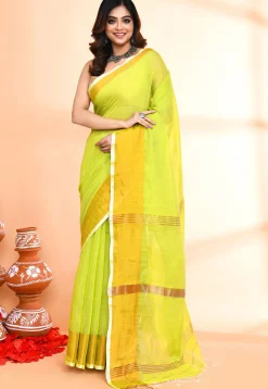 Handloom Cotton Silk Saree in Green