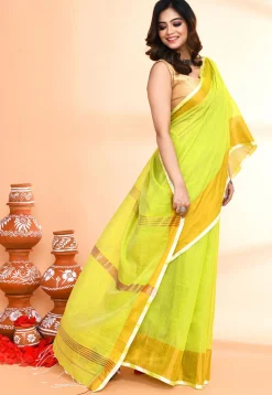 Handloom Cotton Silk Saree in Green