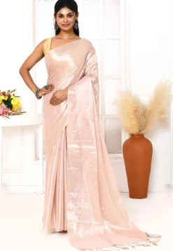 Handloom Cotton Silk Saree in Peach