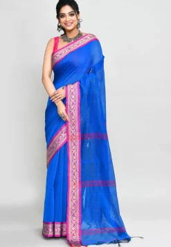 Handloom Cotton Silk Saree in Royal Blue