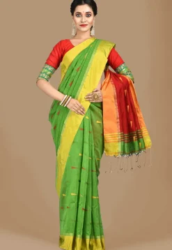 Handloom Cotton Silk Saree in Light Green