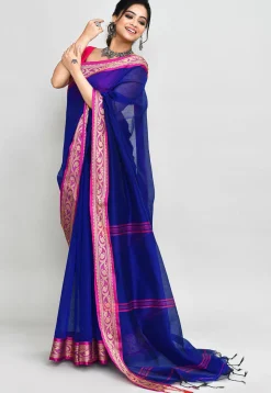 Handloom Cotton Silk Saree in Royal Blue