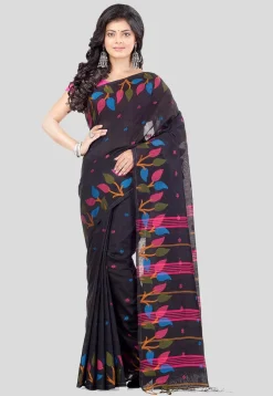 Handloom Cotton Silk Saree in Black