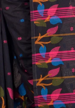 Handloom Cotton Silk Saree in Black