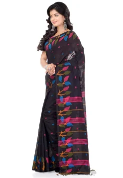 Handloom Cotton Silk Saree in Black