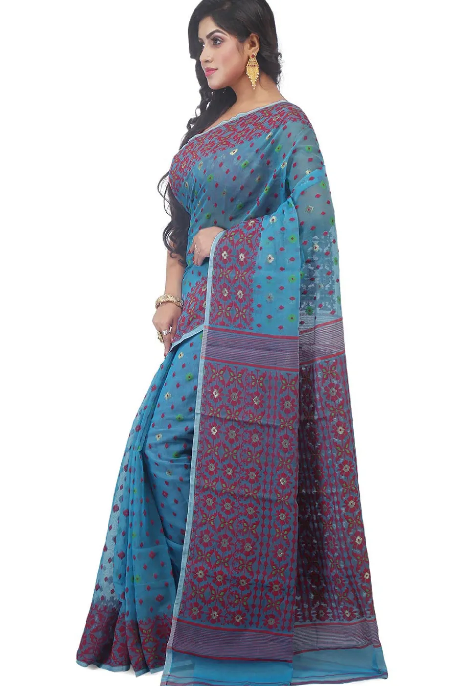 Handloom Cotton Silk Saree in Blue