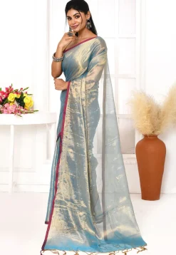 Handloom Cotton Silk Saree in Blue