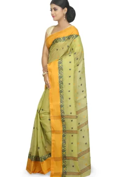 Handloom Cotton Tant Saree in Light Green