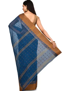 Handloom Cotton Tant Saree in Blue