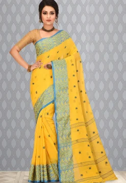 Handloom Cotton Tant Saree in Yellow