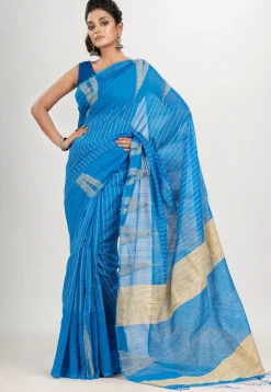 Handloom Jamdani Cotton Saree in Blue