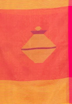 Handloom Jamdani Cotton Saree in Yellow