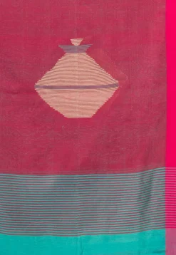 Handloom Jamdani Cotton Saree in Turquoise