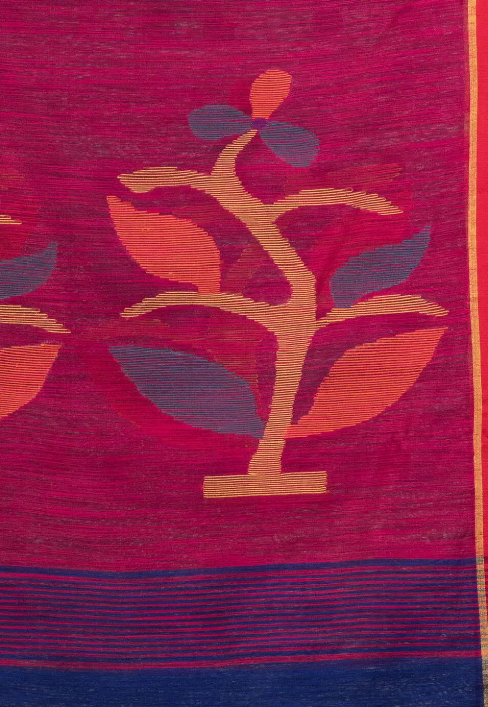 Handloom Jamdani Cotton Saree in Royal Blue