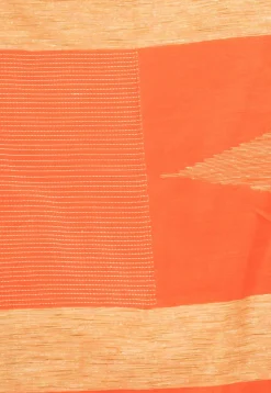 Handloom Jamdani Cotton Saree in Orange