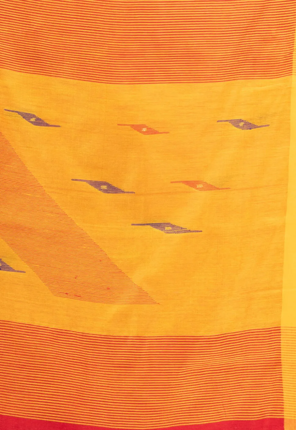 Handloom Jamdani Cotton Saree in Red