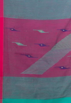 Handloom Jamdani Cotton Saree in Turquoise