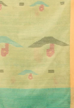 Handloom Jamdani Cotton Saree in Light Green