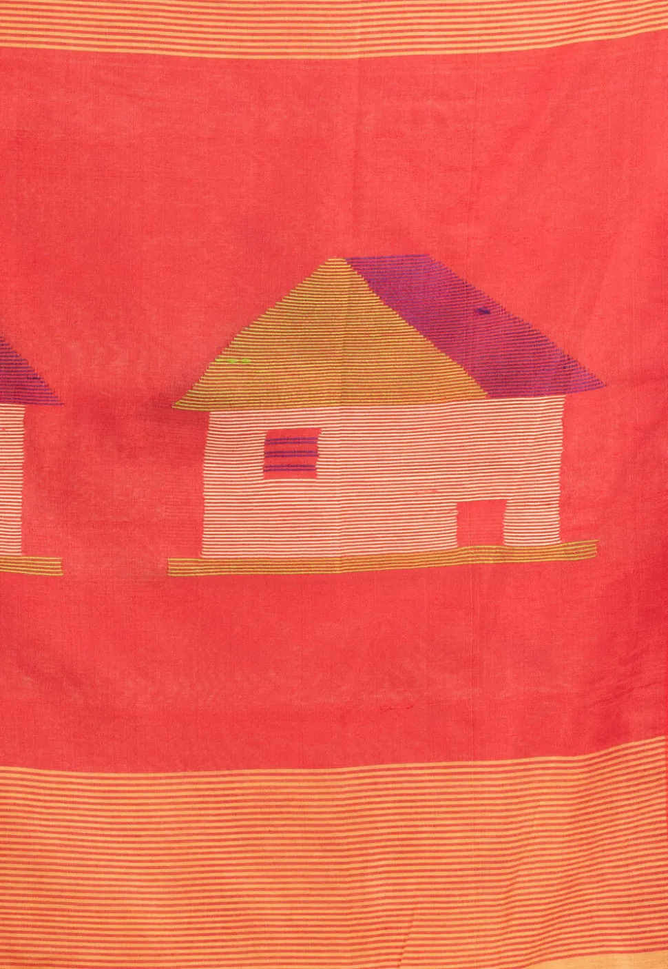 Handloom Jamdani Cotton Saree in Light Yellow