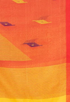 Handloom Jamdani Cotton Saree in Yellow