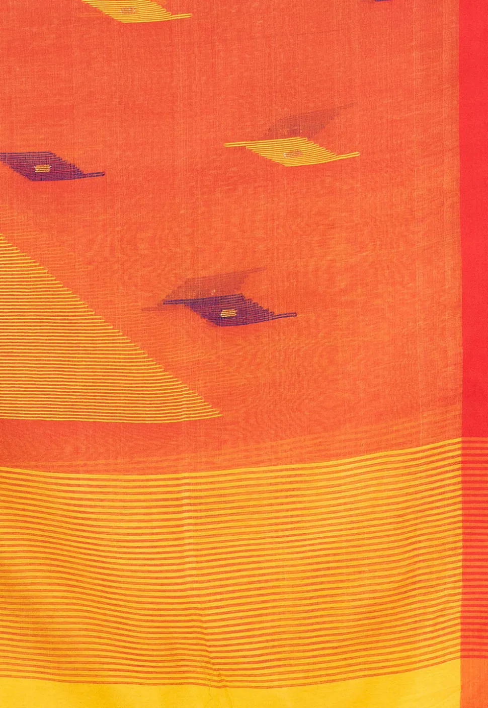 Handloom Jamdani Cotton Saree in Yellow