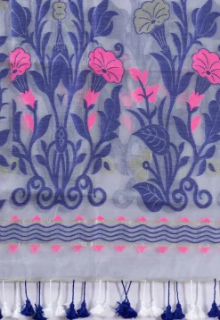 Handloom Jamdani Cotton Saree in Grey