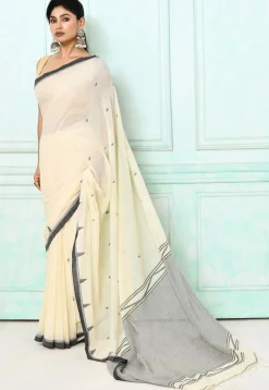 Handloom Jamdani Pure Cotton Saree in Off White