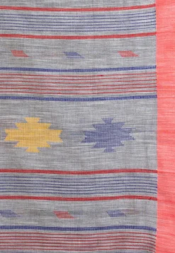 Handloom Jamdani Pure Cotton Saree in Grey