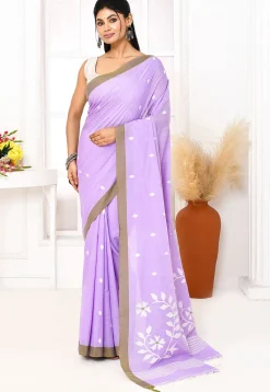 Handloom Jamdani Pure Cotton Saree in Purple