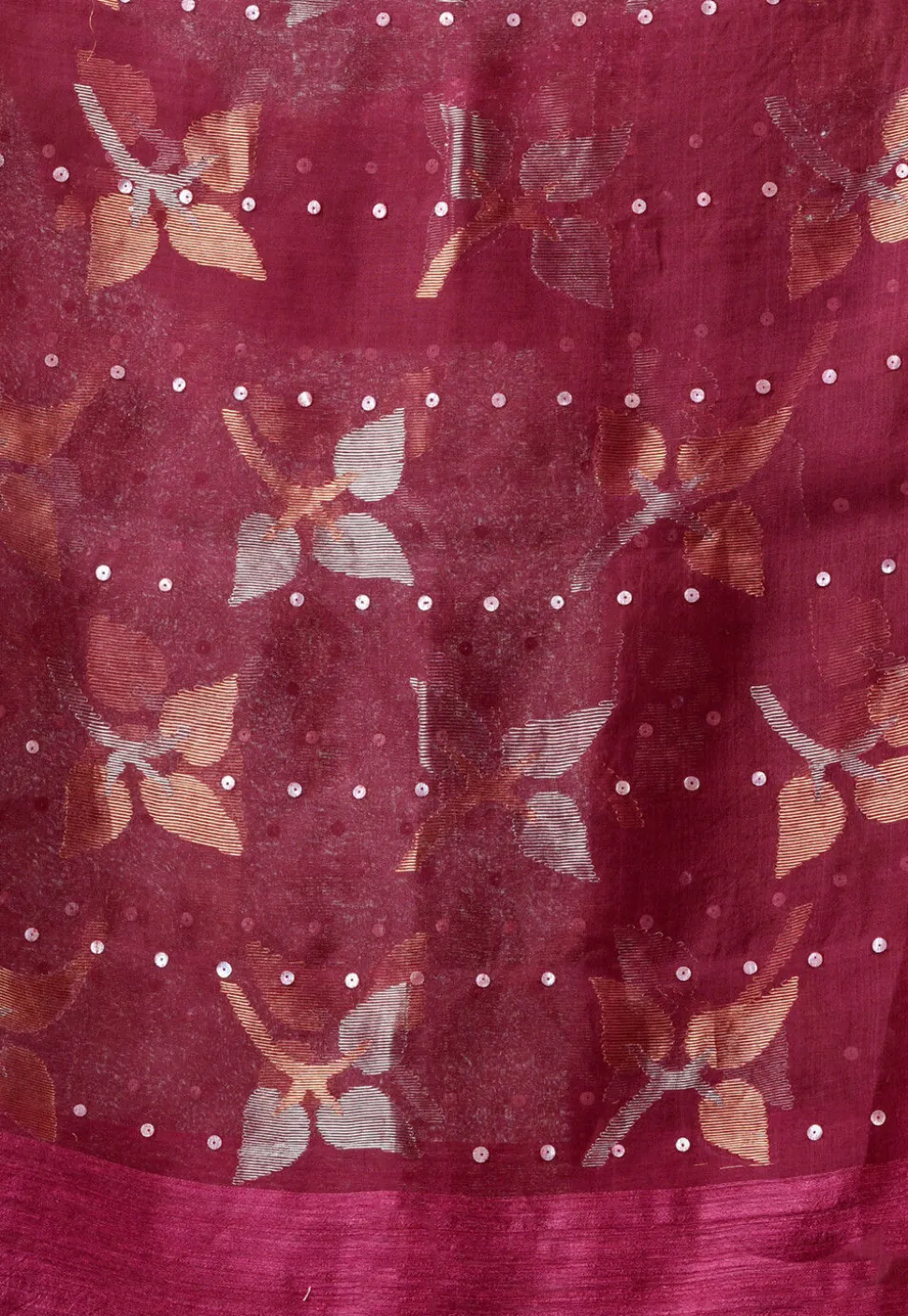 Handloom Jamdani Pure Matka Silk Saree in Wine