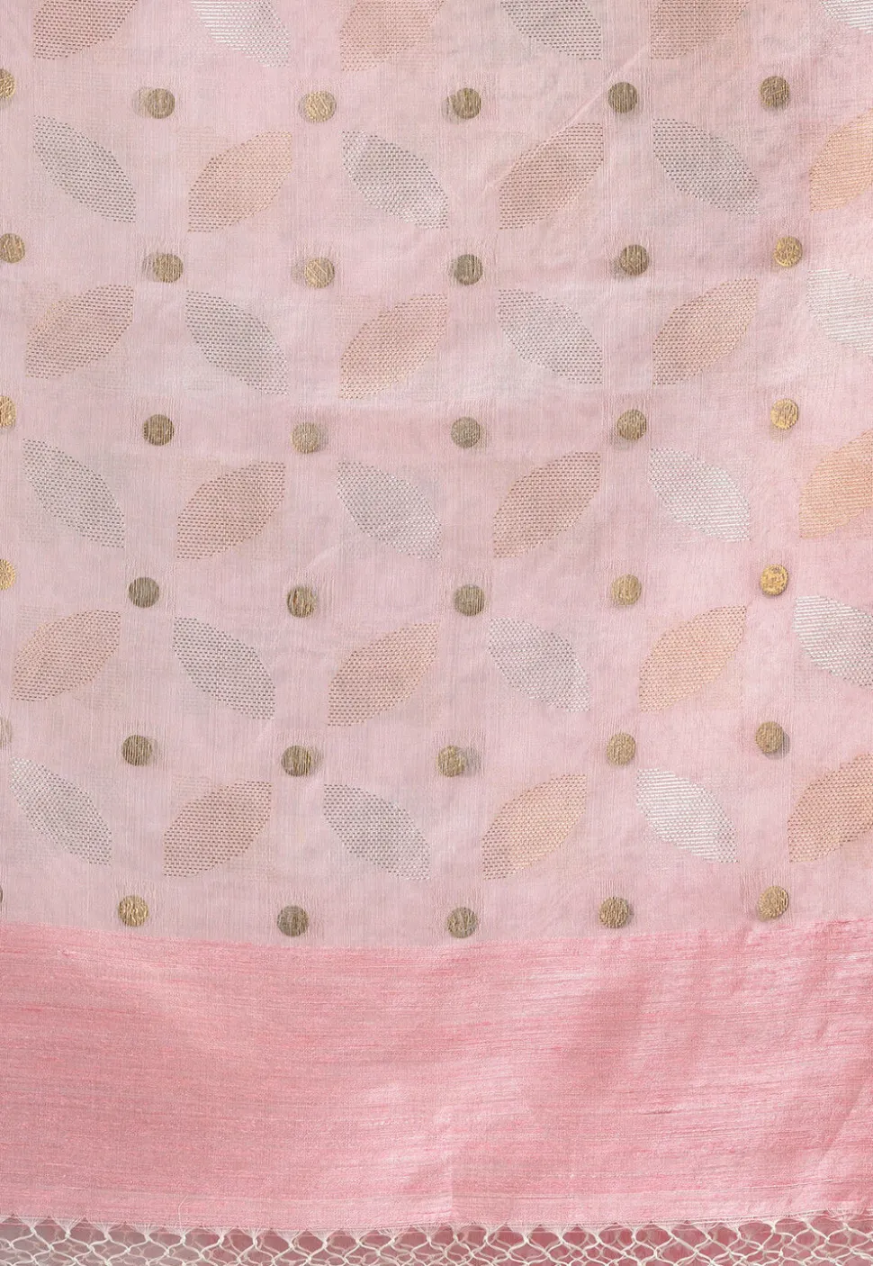 Handloom Jamdani Pure Matka Silk Saree in Baby Pink