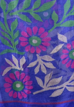 Handloom Jamdani Pure Matka Silk Saree in Royal Blue