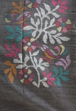 Handloom Jamdani Pure Matka Silk Saree in Off White and Black