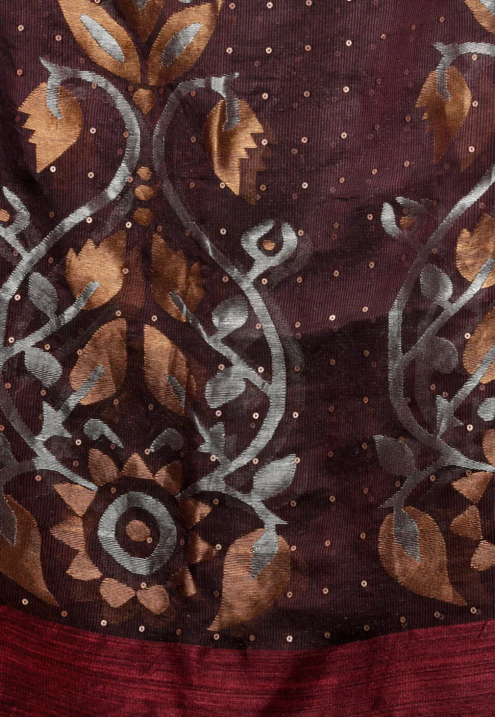 Handloom Jamdani Pure Matka Silk Saree in Maroon