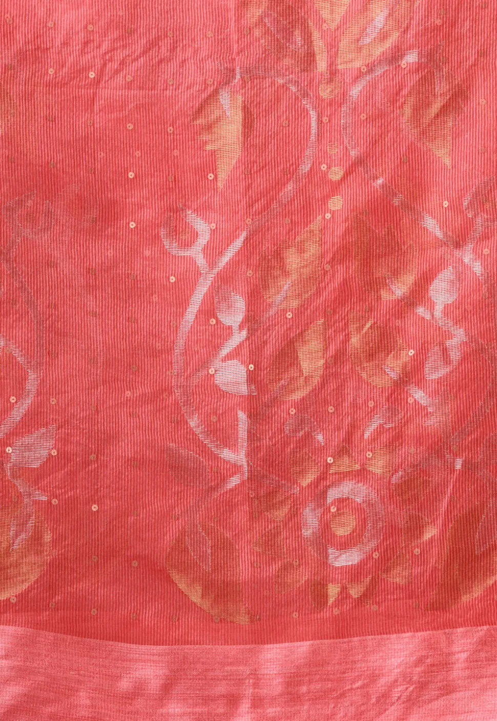 Handloom Jamdani Pure Matka Silk Saree in Peach Orange
