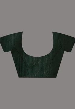 Handloom Jamdani Pure Matka Silk Saree in Dark Green