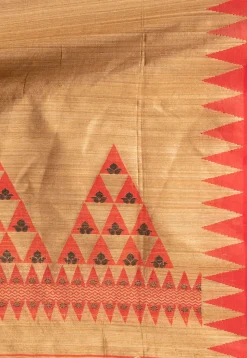 Handloom Jamdani Pure Matka Silk Saree in Dark Beige