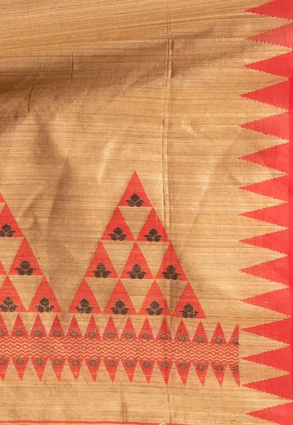 Handloom Jamdani Pure Matka Silk Saree in Dark Beige