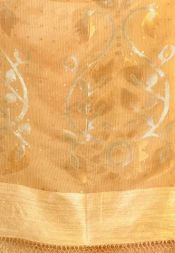 Handloom Jamdani Pure Matka Silk Saree in Light Mustard