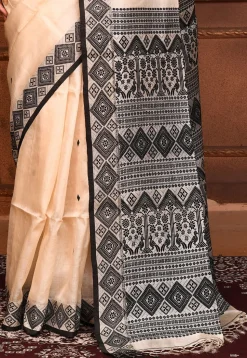 Handloom Jamdani Pure Tussar Silk Saree in Cream