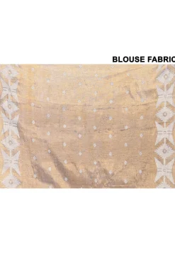 Handloom Jamdani Tissue Silk Saree in Golden and Purple