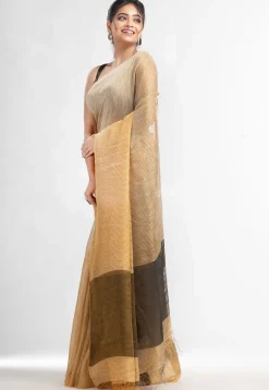 Handloom Linen Saree in Beige