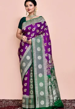 Handloom Pure Banarasi Katan Silk Saree in Purple