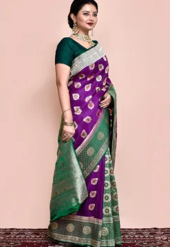 Handloom Pure Banarasi Katan Silk Saree in Purple