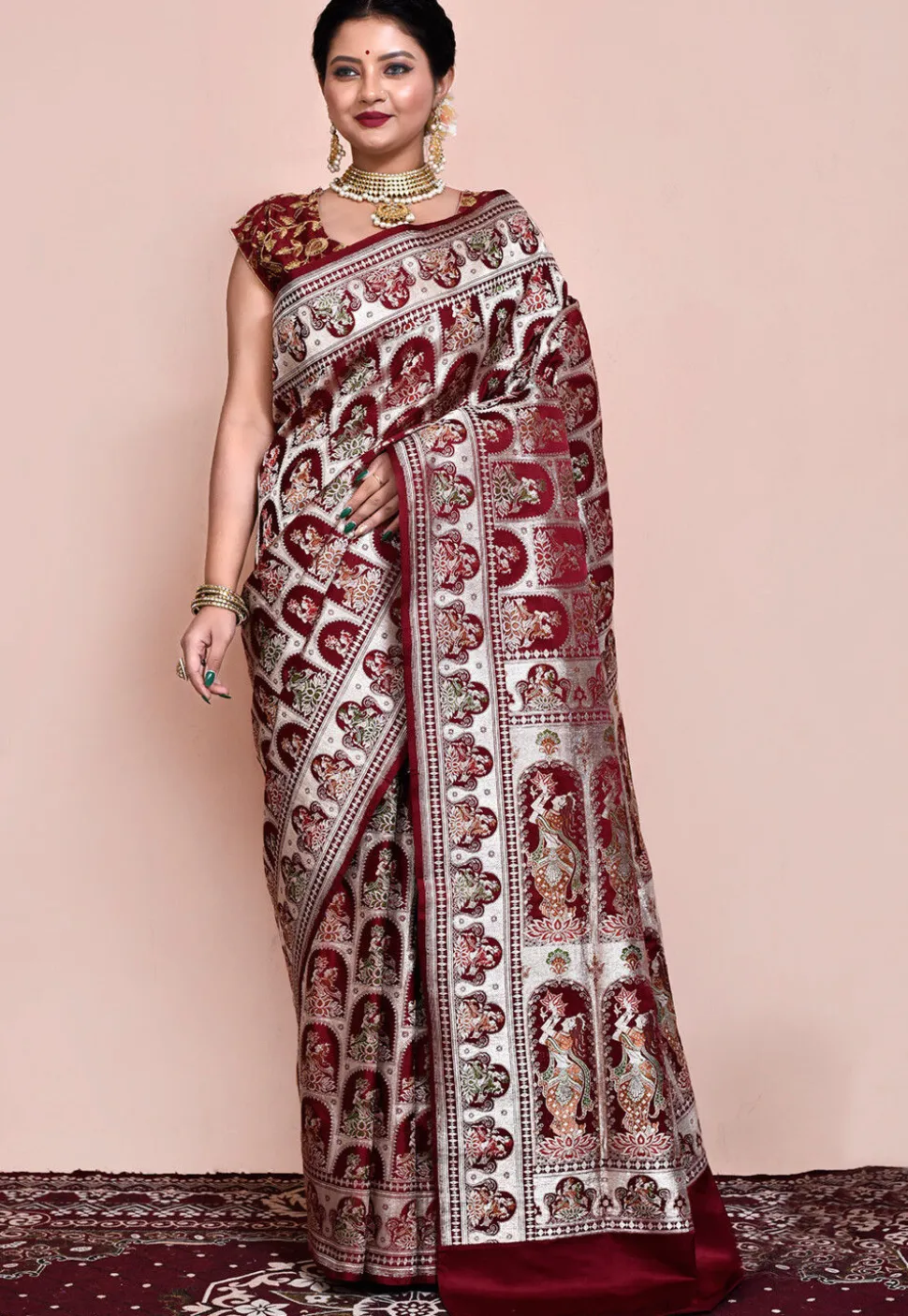 Handloom Pure Banarasi Katan Silk Saree in Wine