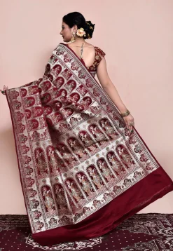 Handloom Pure Banarasi Katan Silk Saree in Wine