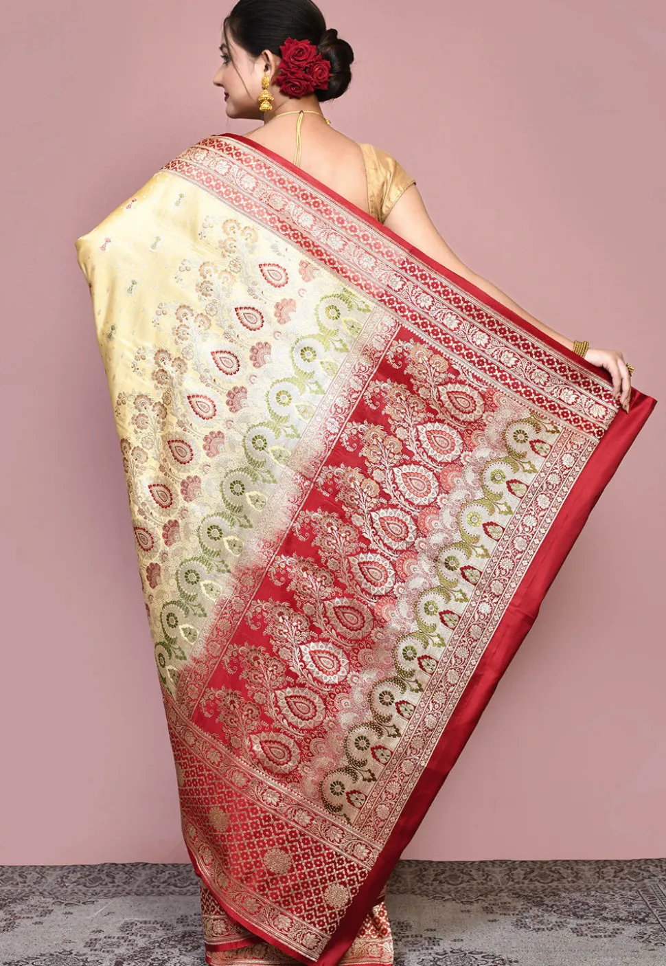 Handloom Pure Banarasi Katan Silk Saree in Beige